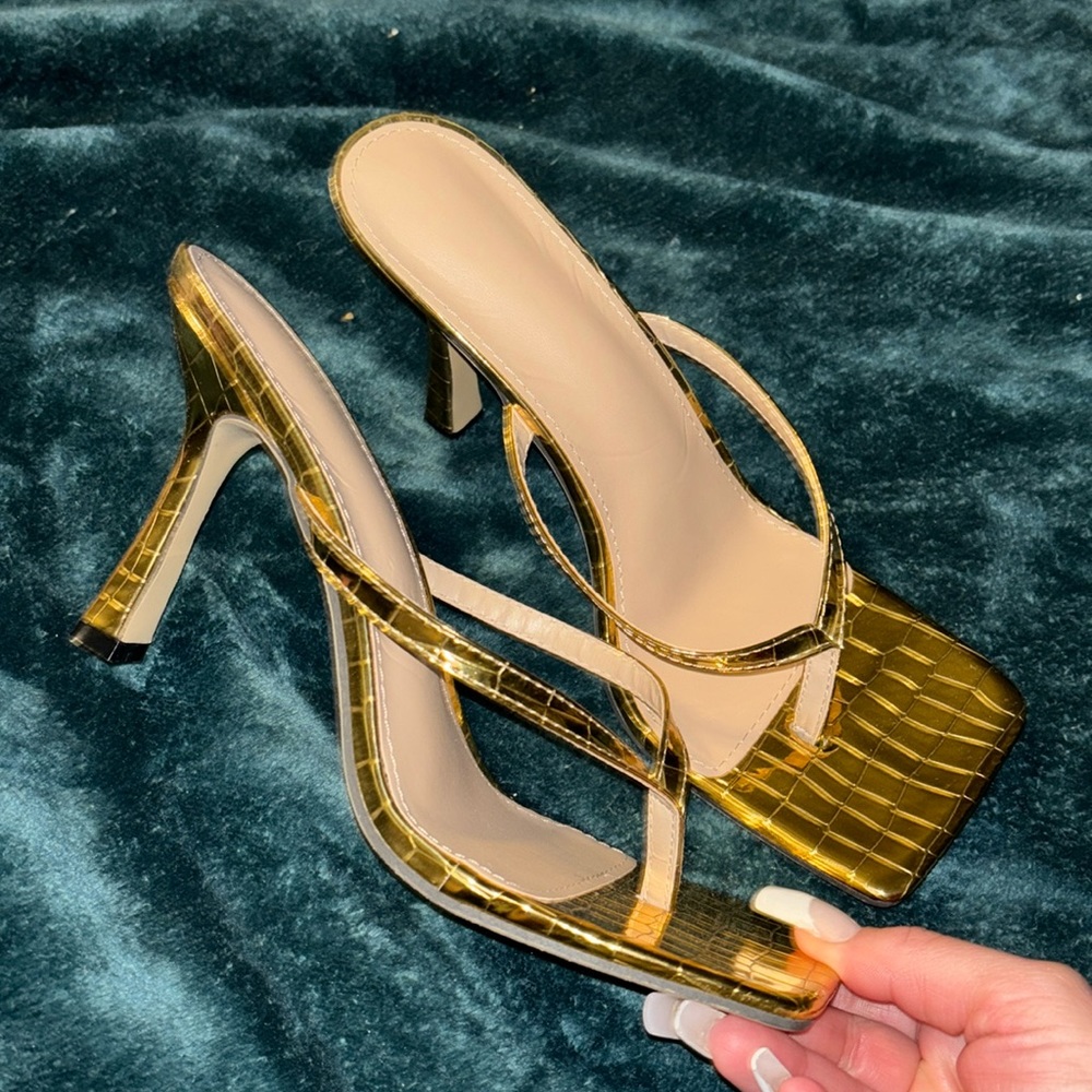 Gold Croc Heels